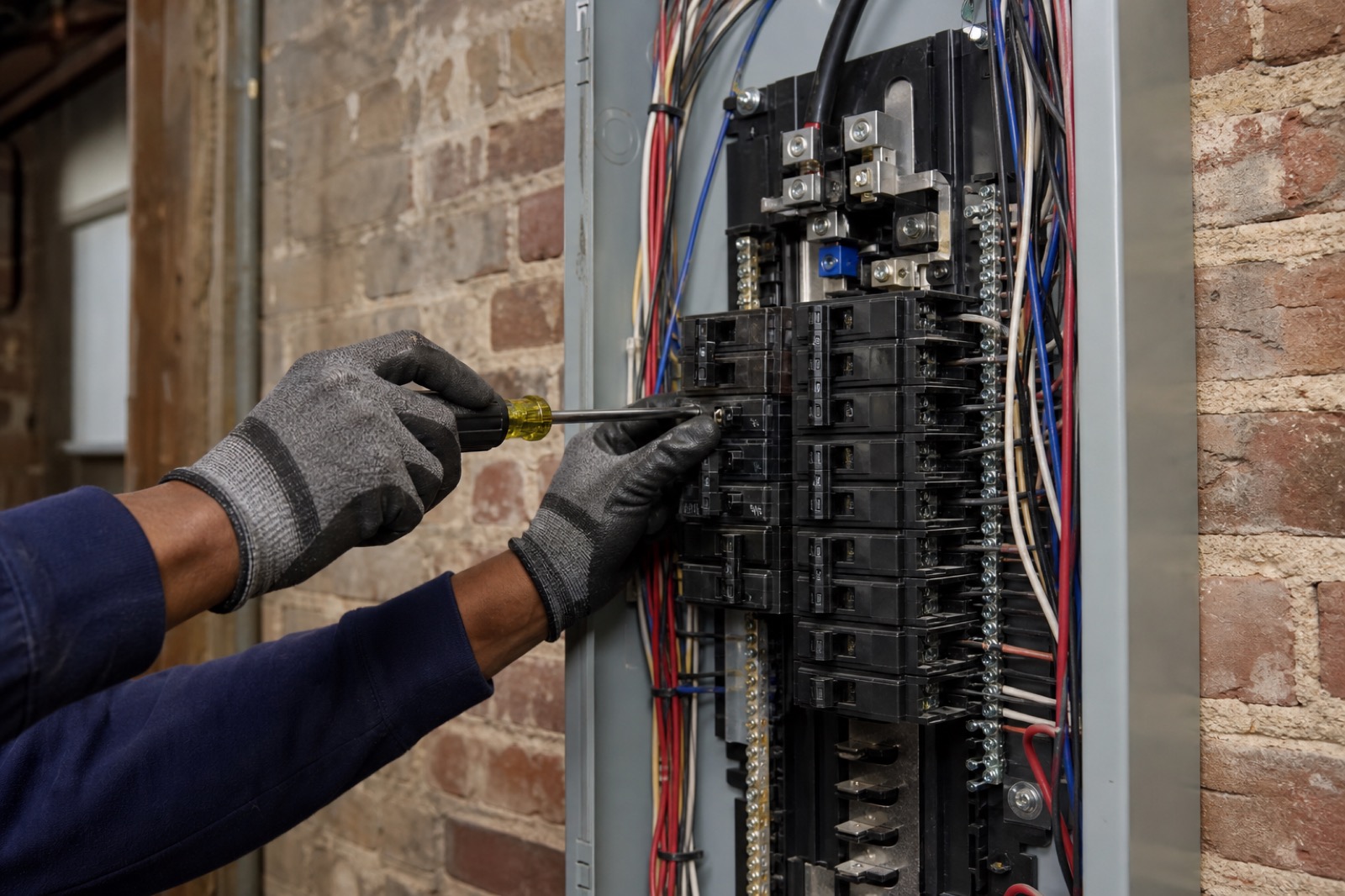 Electrical panel conduit and outlet installation in a Baltimore home by RCH Electric