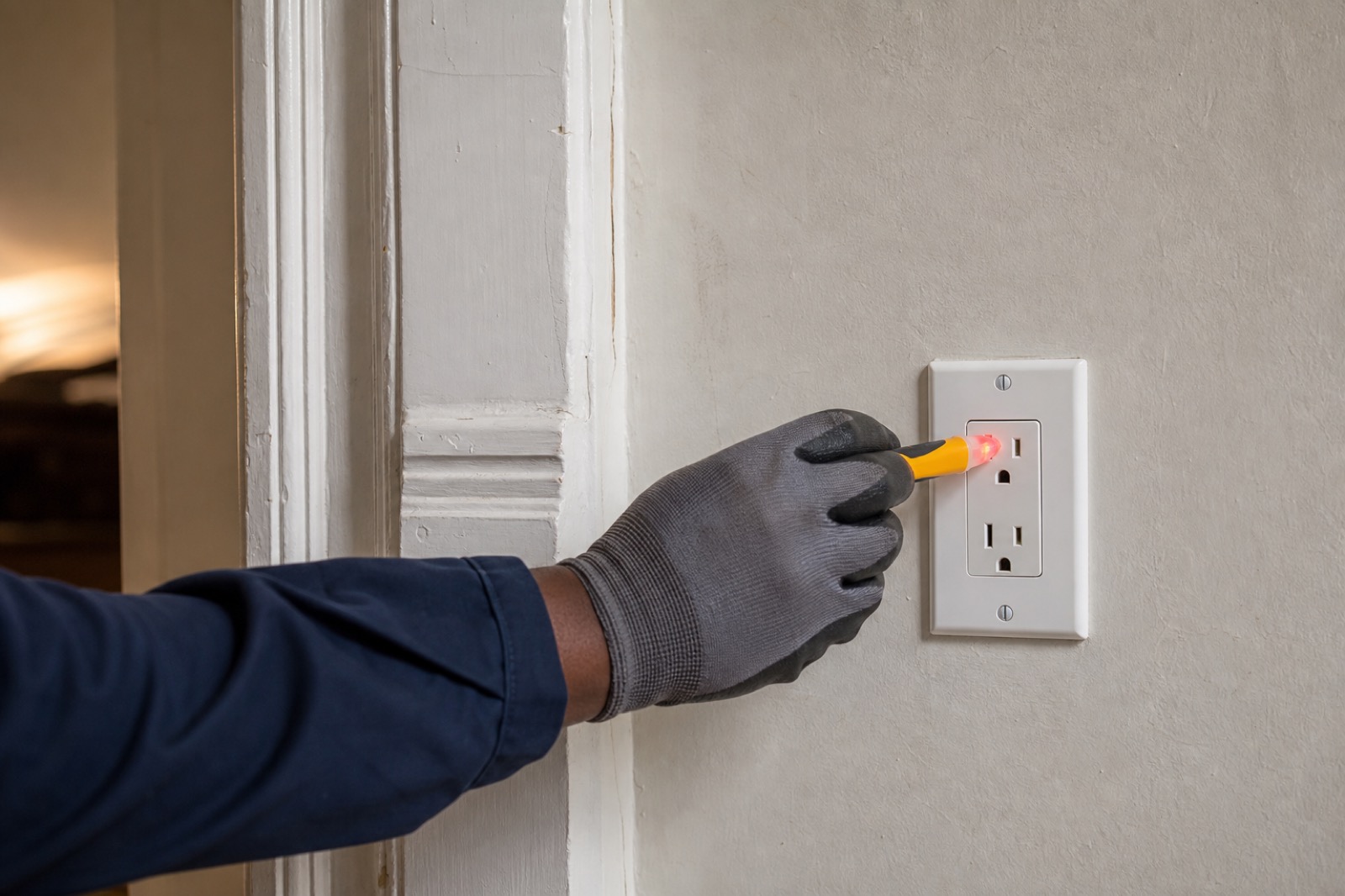 GFCI outlet installation and voltage testing in a Baltimore rowhome